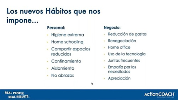 ActionCOACH instruye sobre los Nuevos Hábitos que impone el COVID-19 en los negocios