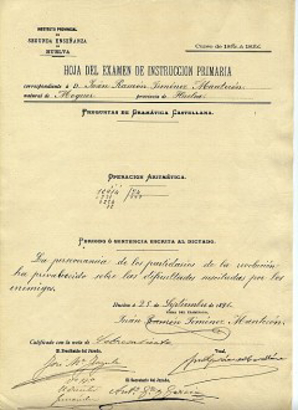 Consulcom digitaliza el expediente académico de Juan Ramón Jiménez, Premio Nobel de literatura