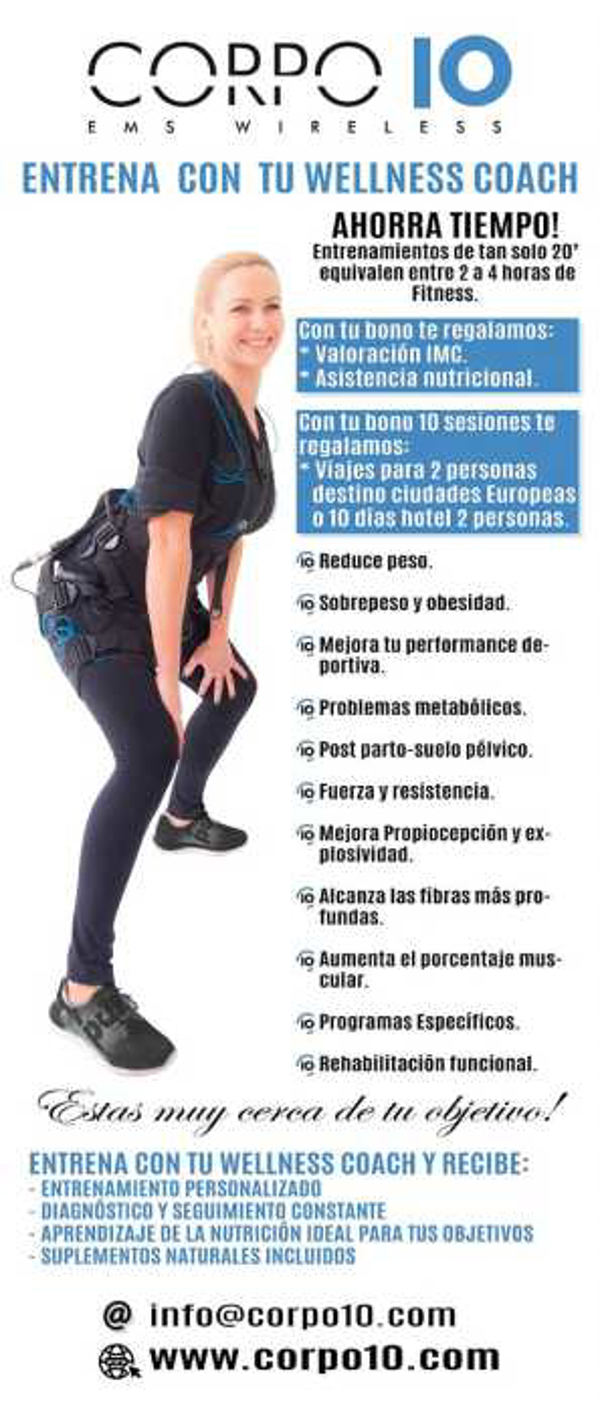 Corpo10.com ingresos recurrentes desde el inicio con Electrofitness, formacion incluida 20 minutos igual 3 horas fitness