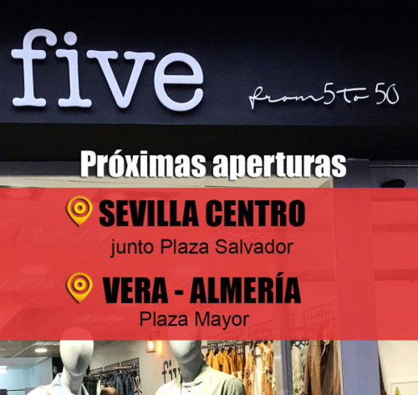 Próximas aperturas de Tiendas Five en Sevilla y Almería