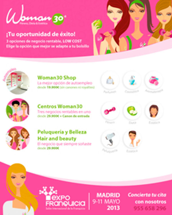 La franquicia Woman 30 presenta 3 opciones de negocio Low Cost en Expofranquicia