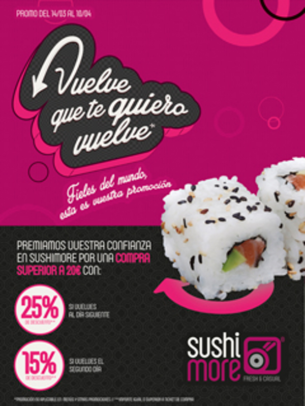 Las franquicias Sushimore premian la fidelidad de sus clientes con descuentos
