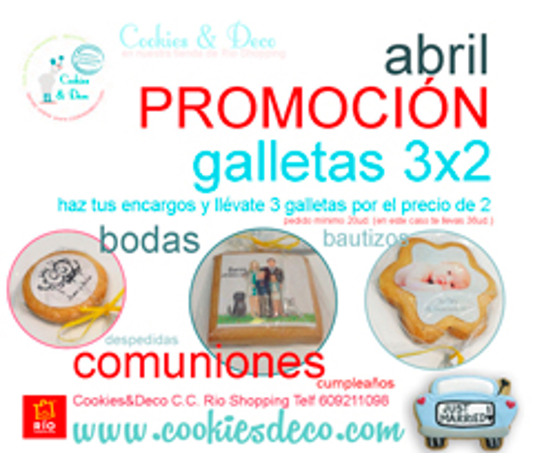 En abril 3 x 2 en galletas en las franquicias Cookies & Deco