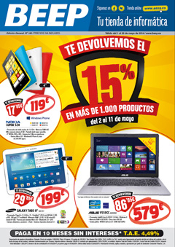 Las franquicias Beep, PCBOX y PC COSTE, devuelven el 15% en más de 1.000 productos