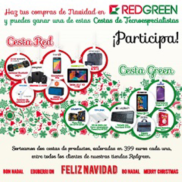 REDGREEN franquicias sortea 2 Cestas de productos tecnológicos esta Navidad