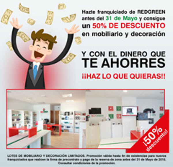 Únete a las franquicias RedGreen con un 50% de descuento