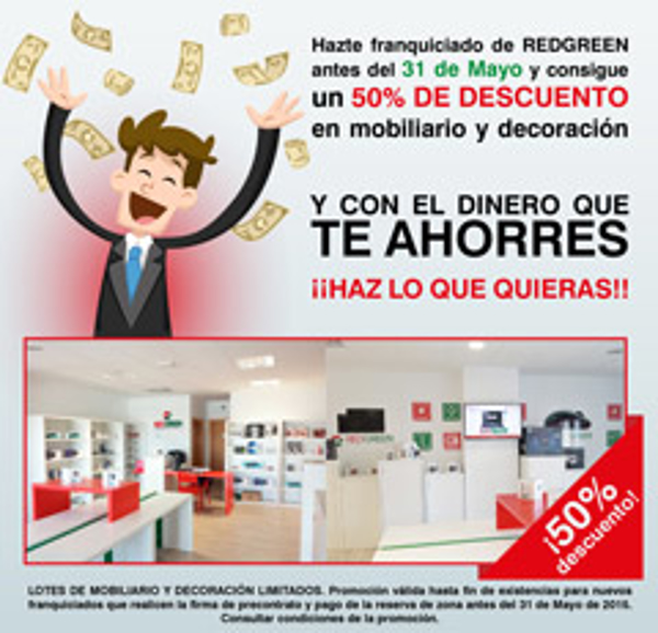 Únete a las franquicias RedGreen con un 50% de descuento