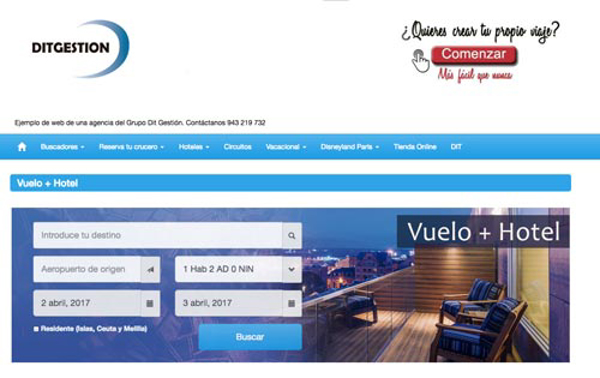 La red de franquicias Dit Gestión lanza su motor dinámico para viajes con vuelo y hotel