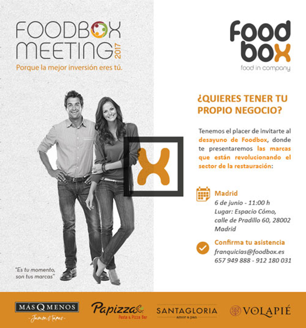 FoodBox Meeting 2017 te informa sobre las franquicias MasQMenos, Papizza, Santagloria y Volapié