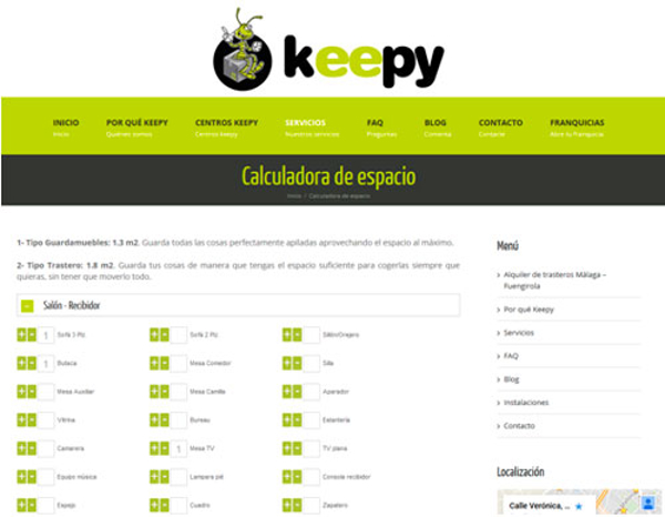 En las franquicias Keepy se ayuda los clientes calculando el espacio que necesitan