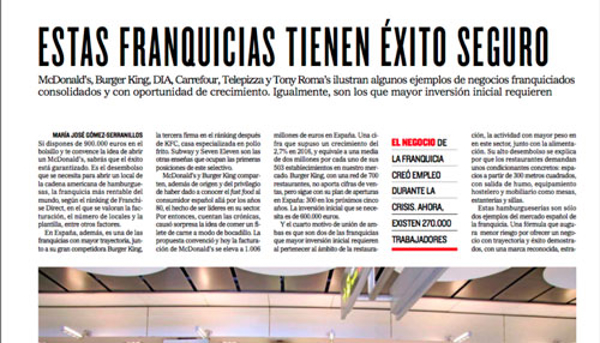 El periódico El Mundo reseña a las franquicias Nascia