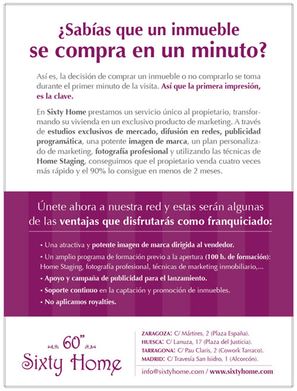 Franquicia Sixty Home: ¿Sabías que un inmueble se compra en un minuto? 