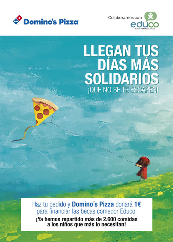La franquicia Domino’s Pizza lanza su campaña solidaria “COMPARTE CON CAUSA”para apoyar el programa de Becas comedor de Educo