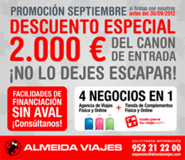 2000 € de descuento para los nuevos franquiciados de Almeida Viajes