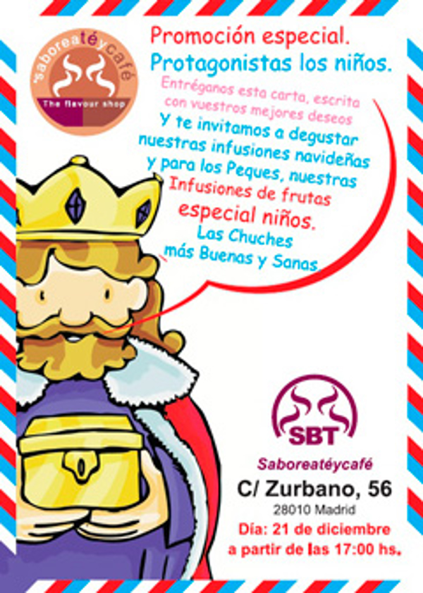 Las franquicias Saboreatéycafé contarán con la presencia del Paje Real de los Reyes Magos